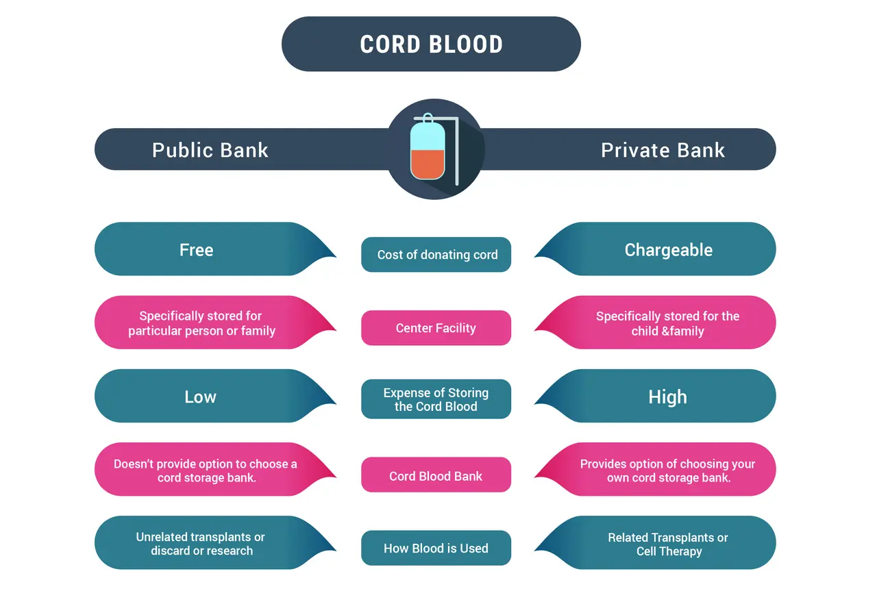 Un tableau comparatif présentant les avantages et les inconvénients des banques de cellules souches publiques et privées